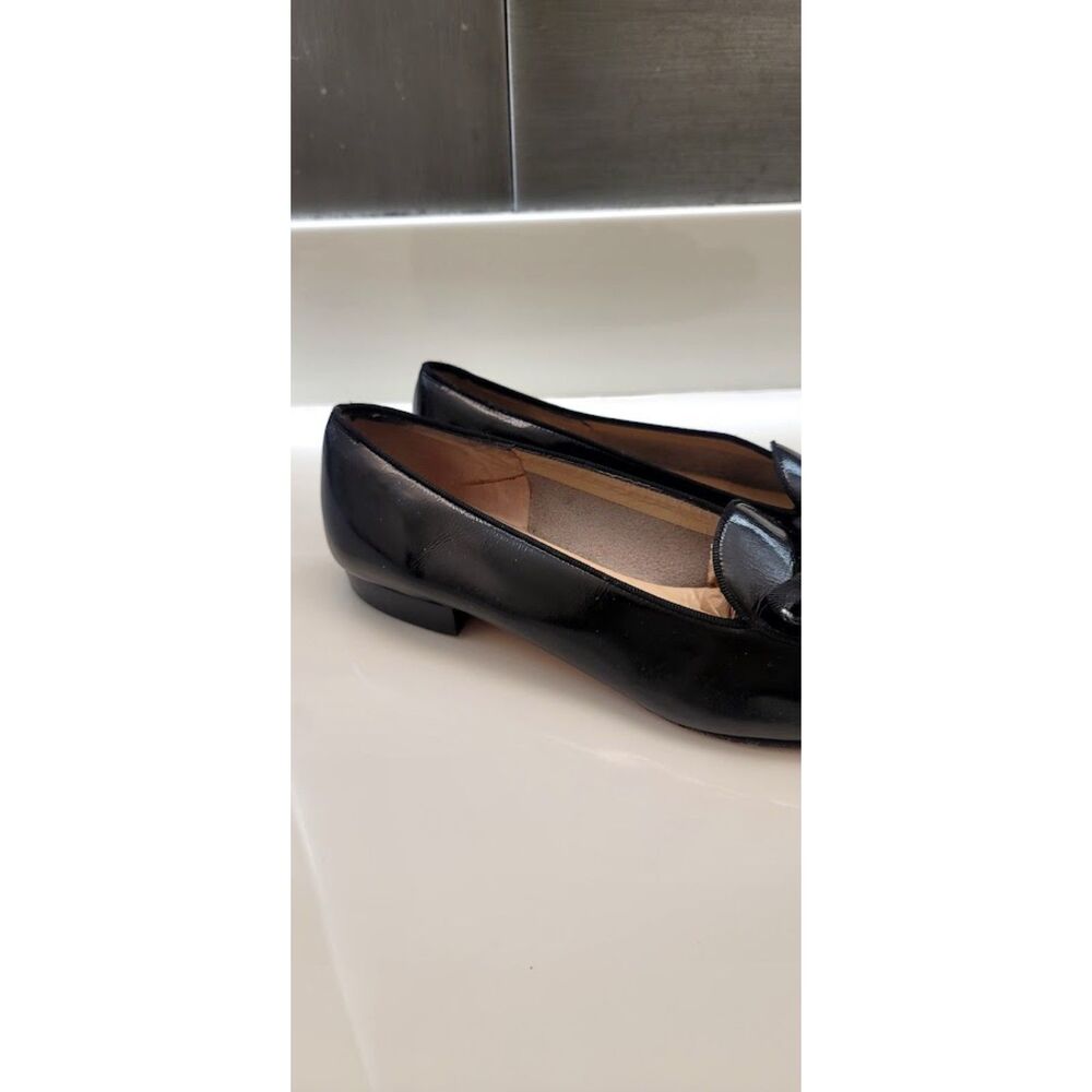 Salvatore Ferragamo Vara Black Patent Bow Loafers Flats Womens 7.5A Vintage 80s - Picture 3 of 10
